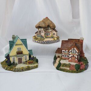 Olde Englands Classic Cottages Collectible Figurines Set Of 3